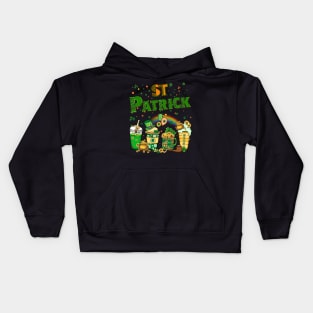 Tis the St Patrick's day drink coffee latte Kids Hoodie